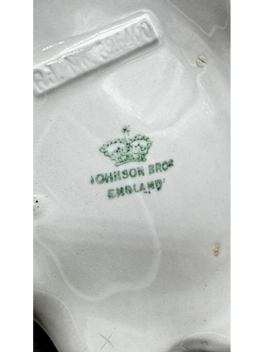 Antique Johnson Bros England White Embossed Covered Vegetable Dish Tureen